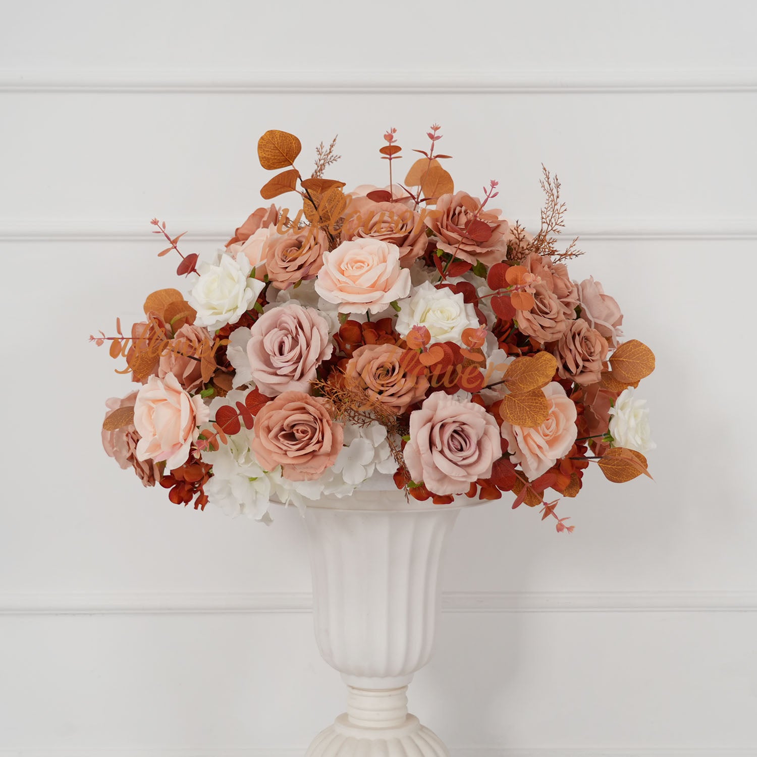 Uflower Coffee Fall Rose Hang Flower Floor Floral Wedding Party Event Props
